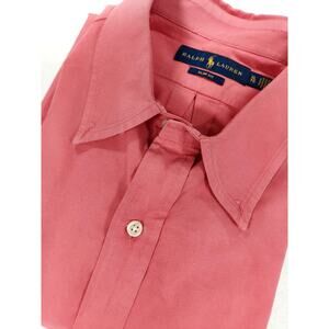 Polo Ralph Lauren Long Sleeve Polo Shirt Custom Slim Fit Coral Mens XL Blue Pony